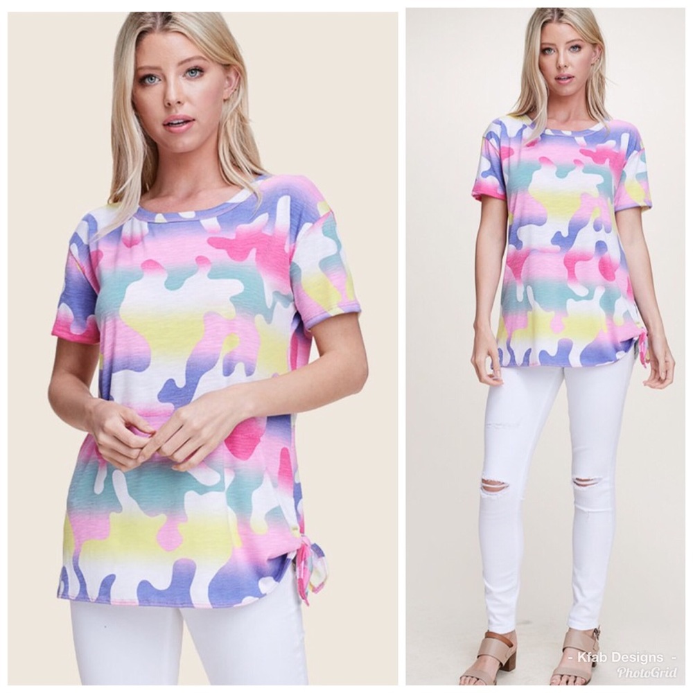 💕LAST 1! Pastel Side Tie French Terry Tunic! - Picture 2 of 3
